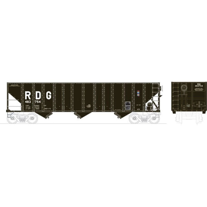 Bowser Executive Line 41526 HO Scale 100 Ton 3-Bay Hopper Reading RDG #483754