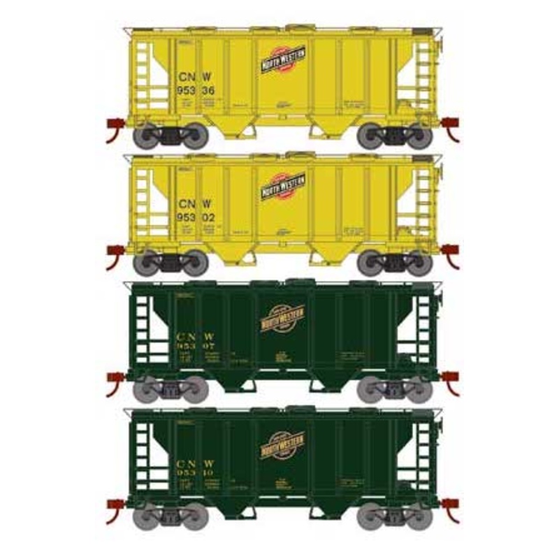 Roundhouse 2392 HO PS-2 2003 2 Bay Covered Hopper Chicago NorthWestern C&NW 4 Pack