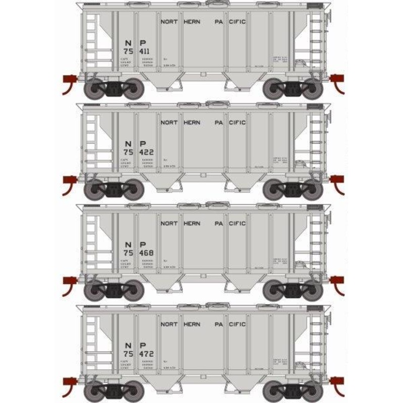 Roundhouse 2420 HO PS-2 2003 2 Bay Covered Hopper Northern Pacific NP 4 Pack