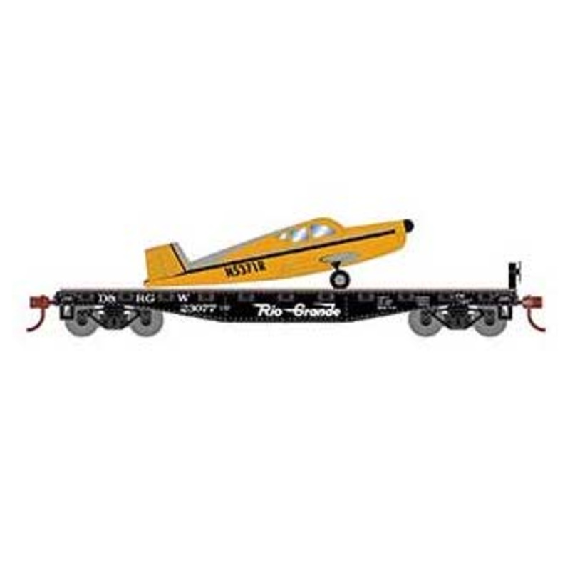 Athearn 96449 HO Scale 40' Flatcar with Plane Rio Grande D&RGW 23077
