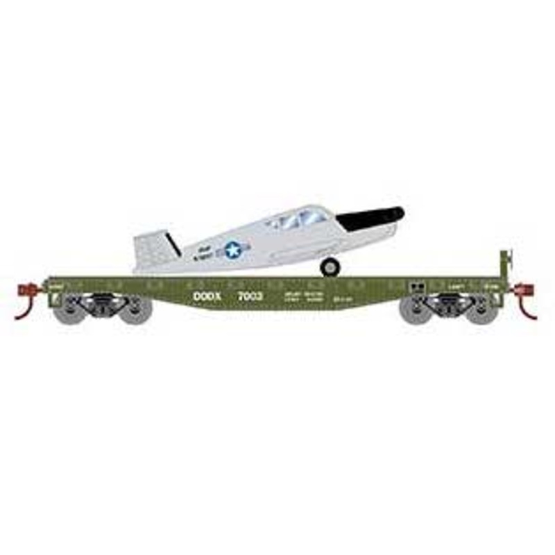 Athearn 96454 HO Scale 40' Flatcar with Air Force Plane DODX 7003