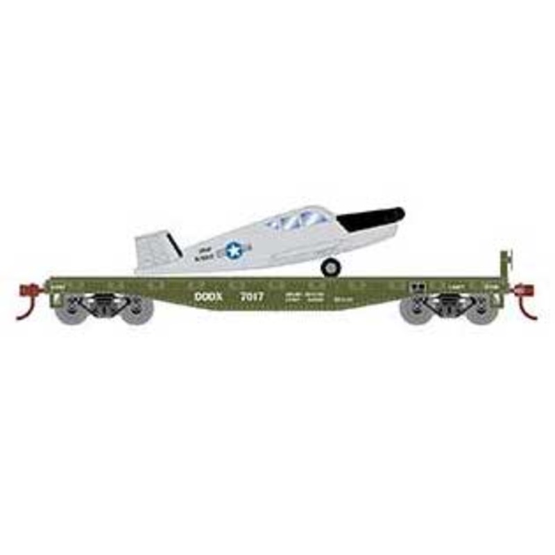 Athearn 96455 HO Scale 40' Flatcar with Air Force Plane DODX 7017