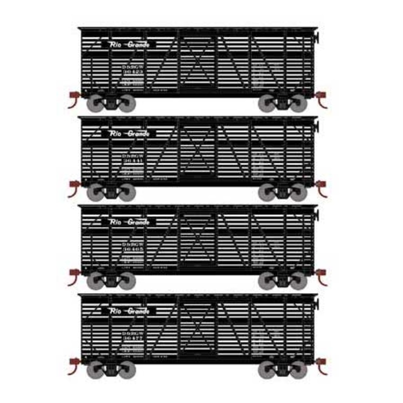 Athearn 75997 HO Scale 40' Stock Car Rio Grande D&RGW 4 Pack