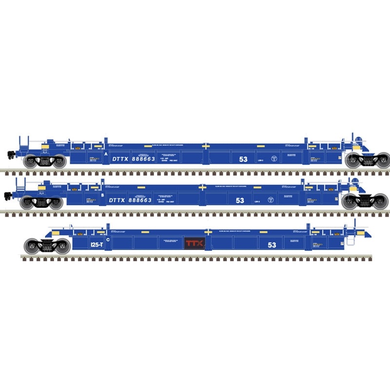 Atlas 20006625 HO Scale Thrall 53' 3-Unit Articulated Well Car "Blue Patch" DTTX 888663