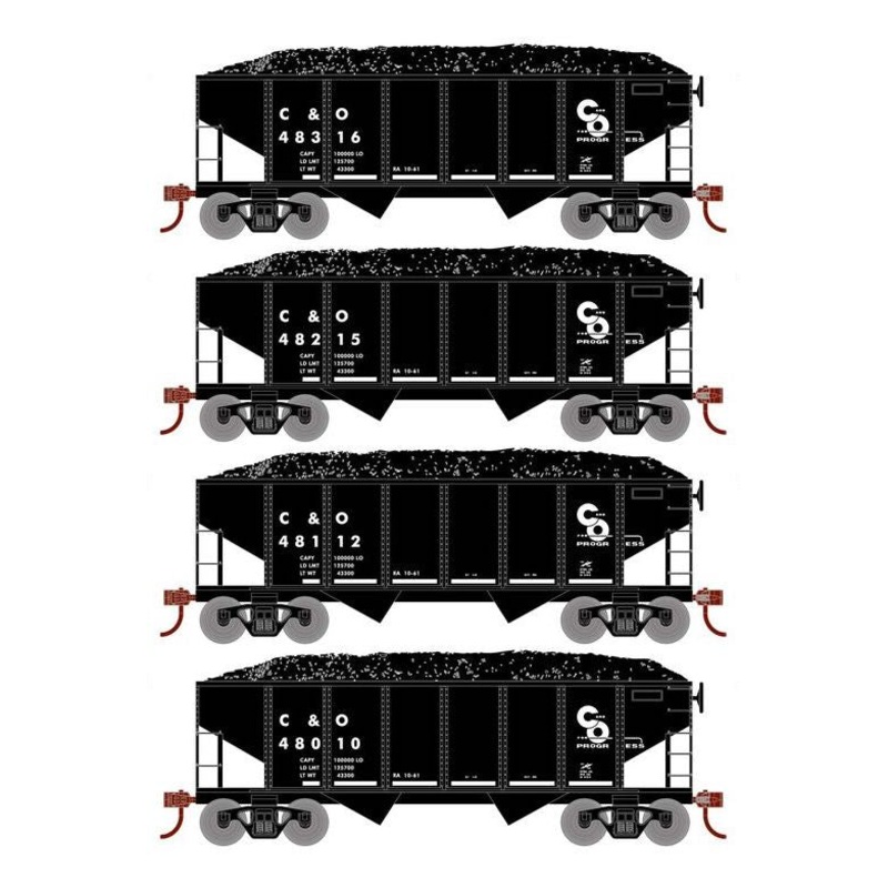 Roundhouse 1046 HO Scale 34' Ribbed Hopper Chesapeake & Ohio C&O 4 Pack #2
