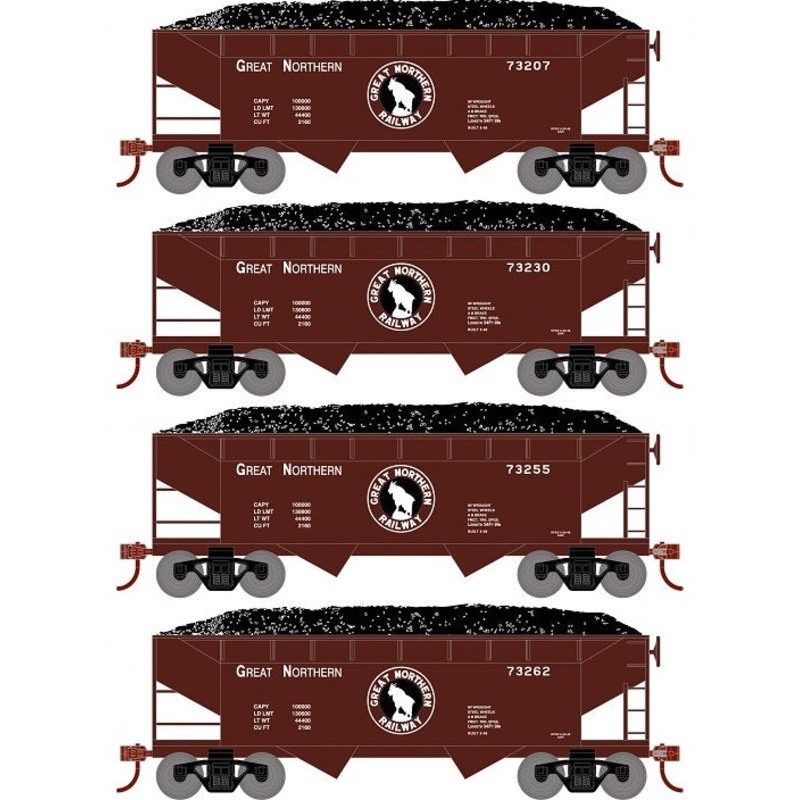 Roundhouse 1289 HO Scale 34' Offset Open Hopper Great Northern GN 4 Pack #1