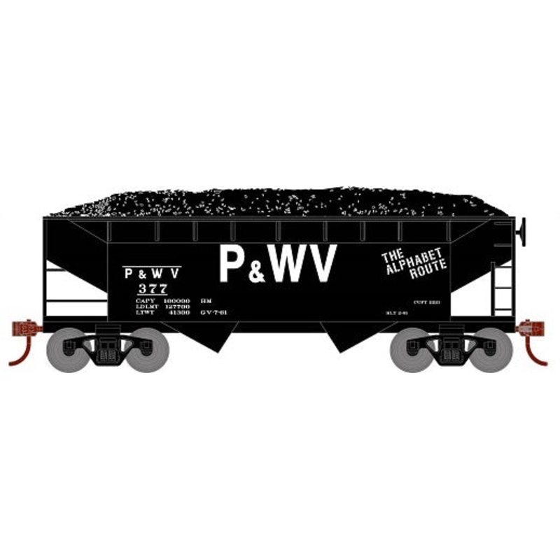 Roundhouse 1291 HO Scale 34' Offset Open Hopper Pittsburgh & West Viginia P&WV 377
