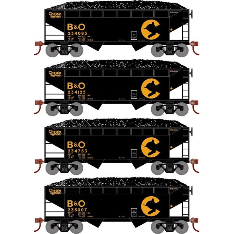 Roundhouse 1295 HO Scale 34' Offset Open Hopper Chessie System B&O 4 Pack #1