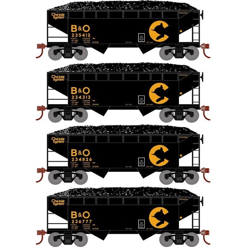 Roundhouse 1296 HO Scale 34' Offset Open Hopper Chessie System B&O 4 Pack #2