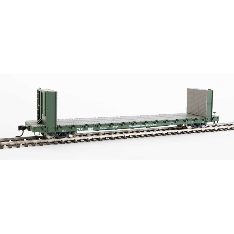 Walthers Mainline 910-5825 60' Pullman Bulkhead Flatcar Weyerhauser CLC 1101