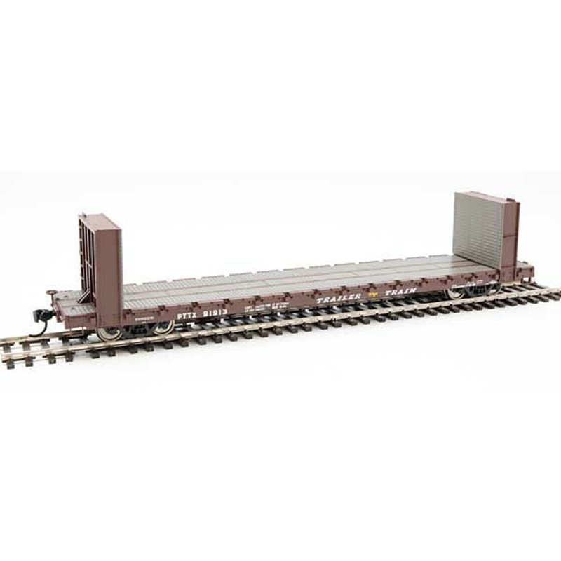 Walthers Mainline 910-5846 60' Pullman Bulkhead Flatcar Trailer Train "Brown" PTTX 91921