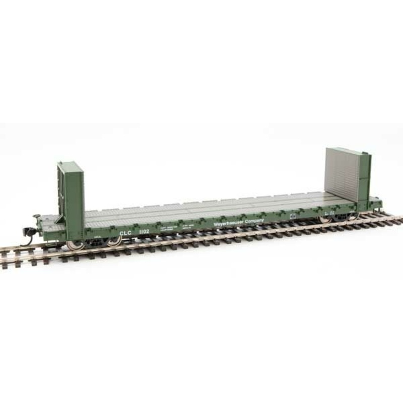 Walthers Mainline 910-5855 60' Pullman Bulkhead Flatcar Weyerhaeuser CLC 1106