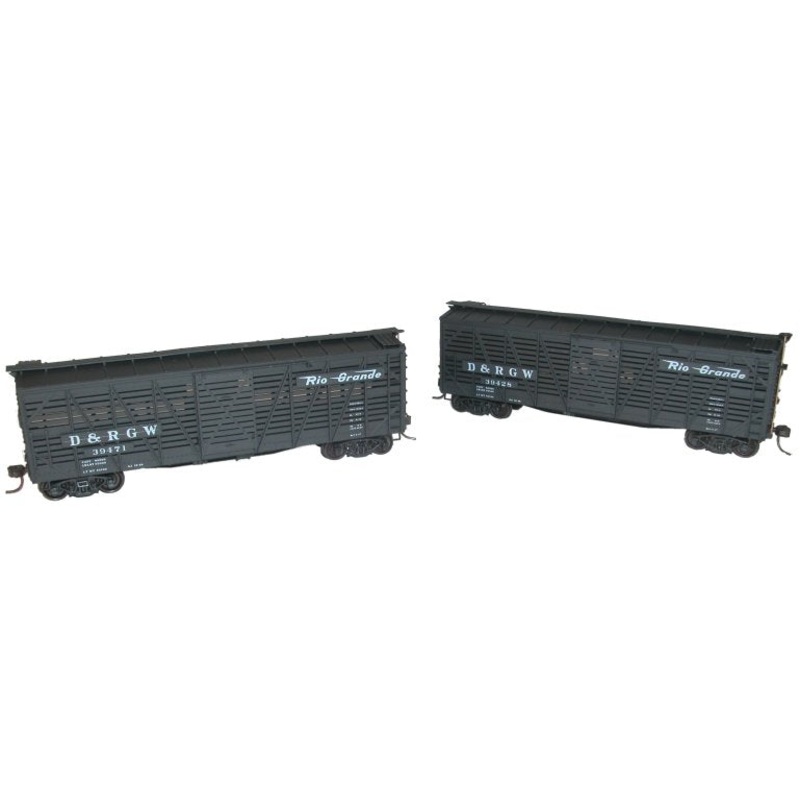 Accurail 1206 HO Scale 40' Wood Stock Car Kit Rio Grande D&RGW 2 Pack - NOS