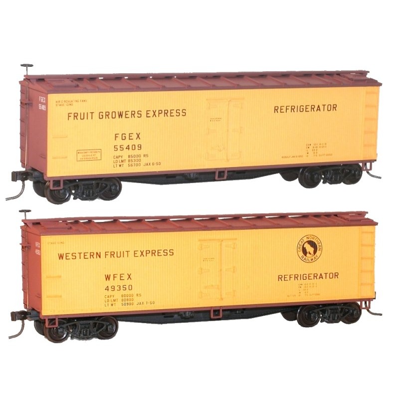 Accurail 1217 HO Scale 40' Wood Reefer Car Kit WFEX / FGEX 2 Pack - NOS