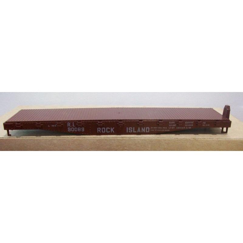 Athearn 1358 HO Scale 40' Flat Car (Blue Box Kit) Rock Island RI 90091 - NOS