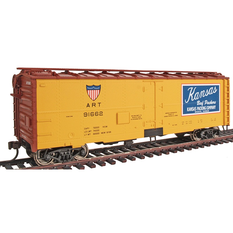 Walthers 932-2587 HO Scale 40' Steel Meat Reefer Kansas ART 91662 - NOS