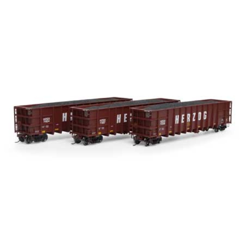 Athearn 7476 HO Scale Thrall High Side Gondola with Load Herzog "Brown" HZGX 3 Pack #1