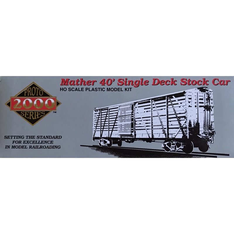 Proto 2000 433-21204 HO Scale 40' Mather Single  Deck Stock Car Kit Northern Pacific NP 80188 - NOS