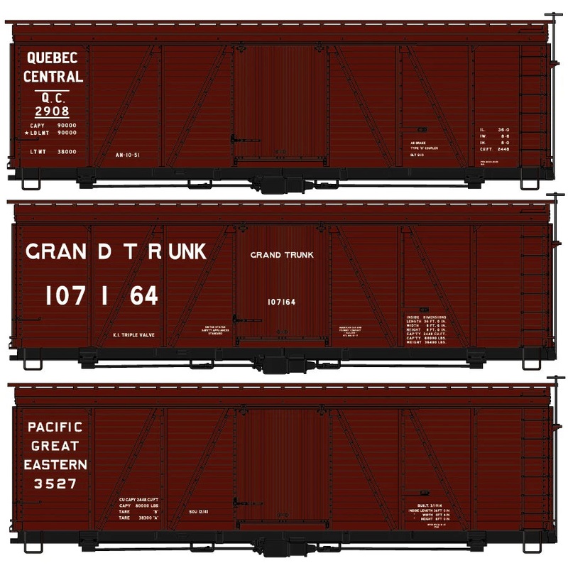 Accurail 8135 HO Scale Fowler 36' Boxcar Kit 3 Pack Canadian Roads