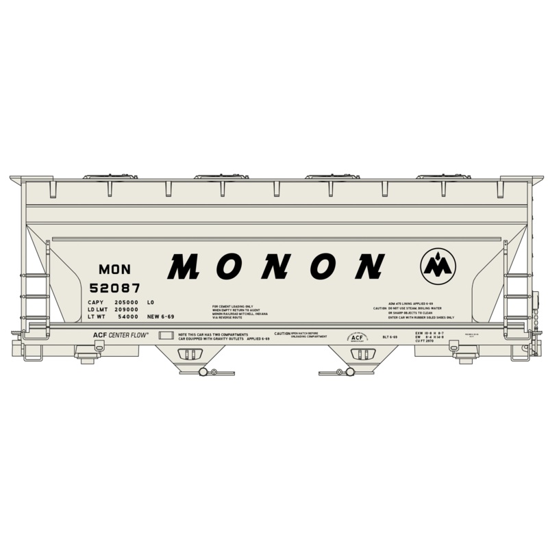 Accurail 81511 HO Scale ACF Covered Hopper Kit Monon MON 52087