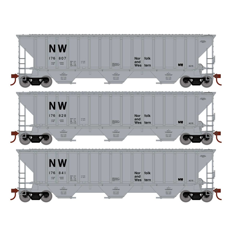 Athearn 18792 HO Scale PS 4740 Covered Hopper Norfolk Western NW 3 Pack