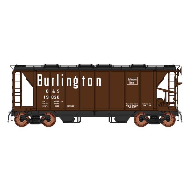 InterMountain 48685 HO Scale 1958 Cu. Ft. Covered Hopper Burlington CB&Q/C&S # Vars