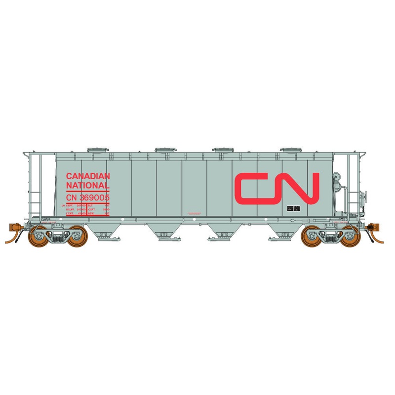 Rapido Trains 127000 HO Scale 3800 Cylindrical Hopper Canadian National with Red CN Car # Varies