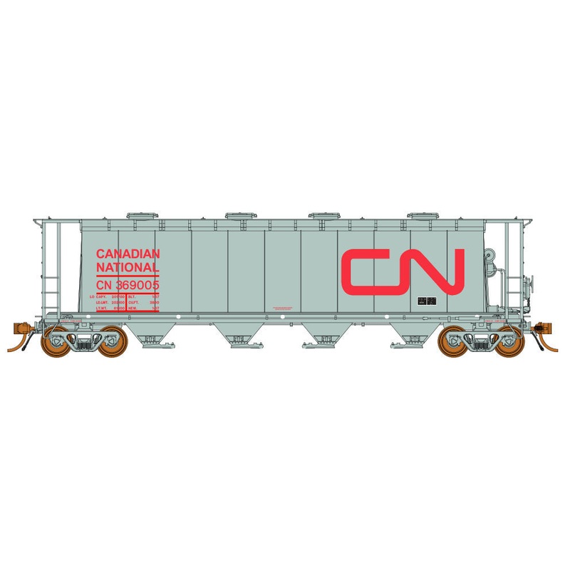 Rapido Trains 127001 HO Scale 3800 Cylindrical Hopper Canadian National with Red CN Car # Varies