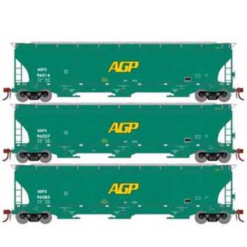 Athearn Genesis G97157 HO Scale Trinity 3 Bay Covered Hopper AG Processing AGP 3 Pack 1