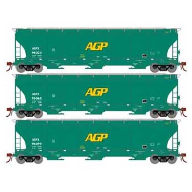 Athearn Genesis G97158 HO Scale Trinity 3 Bay Covered Hopper AG Processing AGP 3 Pack 2