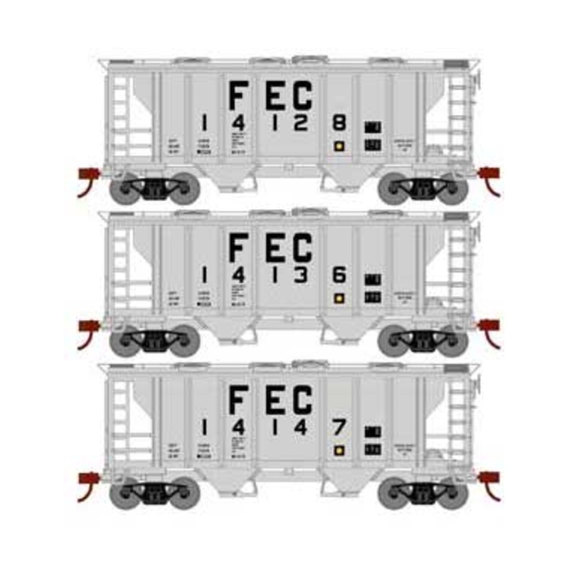 Athearn HO Scale 15420 PS-2 2003 Covered Hopper Florida East Coast FEC 3 Pack