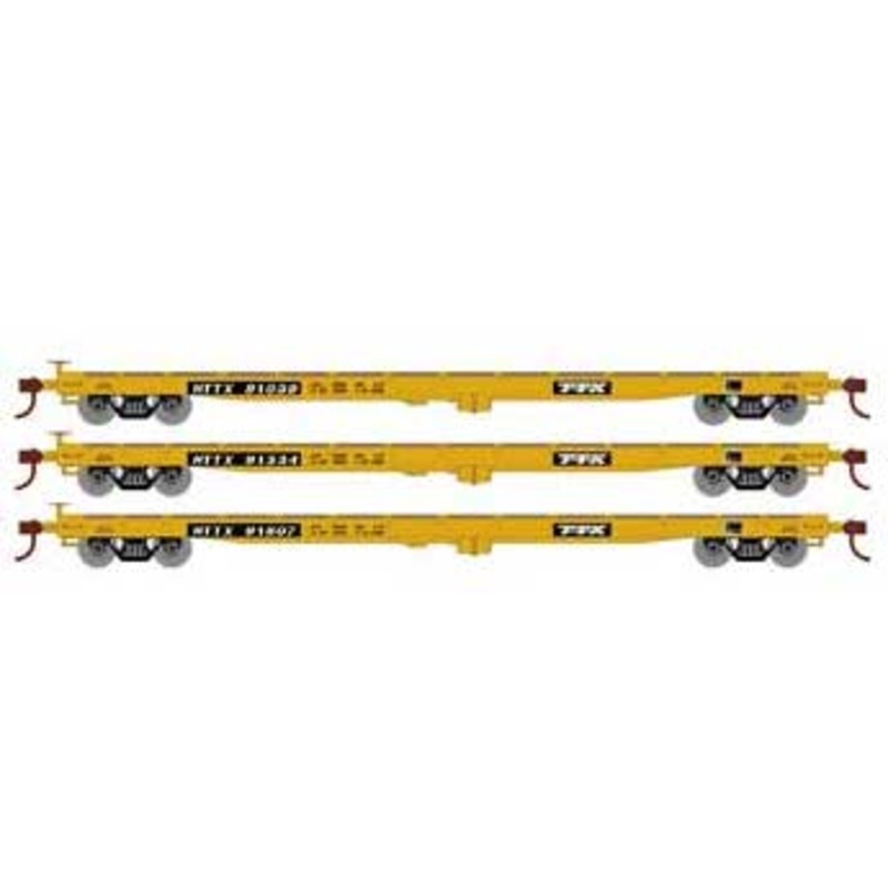 Athearn HO Scale 98086 60' Flatcar Trailer Train "1990's Logo" HTTX 3 Pack