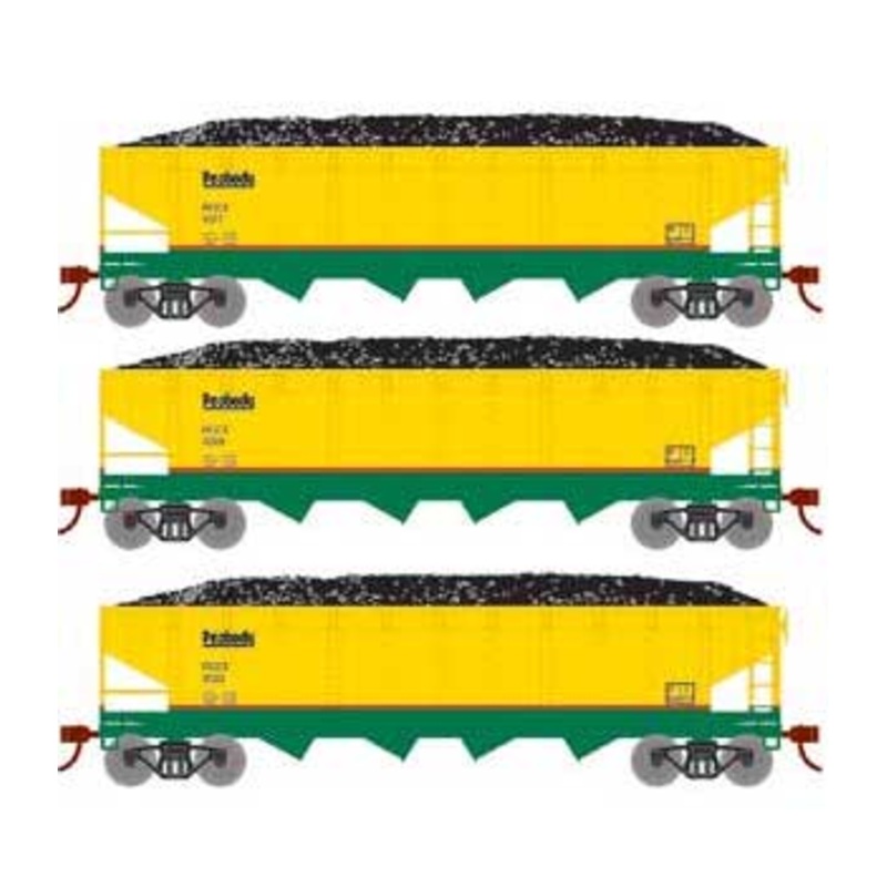 Roundhouse 88183 HO Scale 40' Offset Open Hopper Peabody Coal PCCX 3 Pack