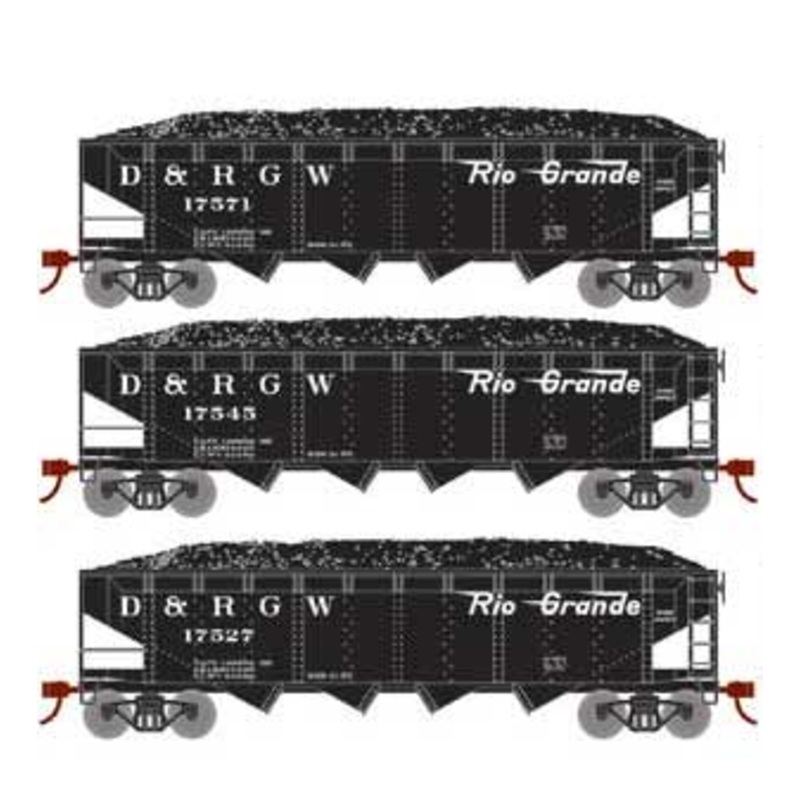 Roundhouse 88184 HO Scale 40' Offset Open Hopper Rio Grande D&RGW 3 Pack