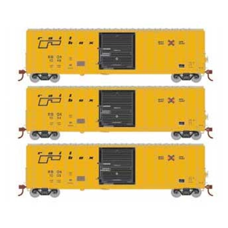 Athearn 18694 HO Scale 50' FMC 5347 Boxcar Railbox RBOX 3 Pack