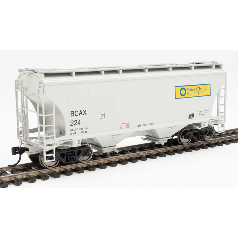 Walthers 910-7565 HO 39' Trinity 3281 2 Bay Covered Hopper Blue Circle Cement BCAX 224