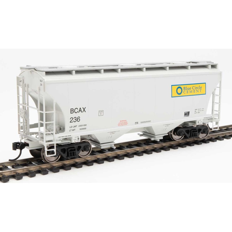 Walthers 910-7566 HO 39' Trinity 3281 2 Bay Covered Hopper Blue Circle Cement BCAX 236