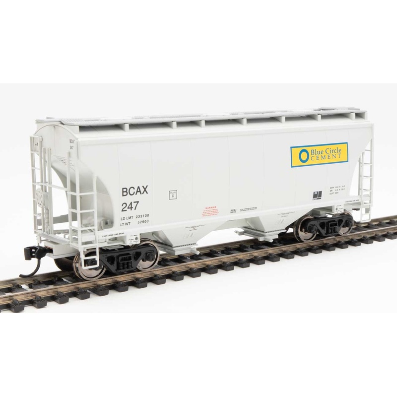 Walthers 910-7567 HO 39' Trinity 3281 2 Bay Covered Hopper Blue Circle Cement BCAX 247