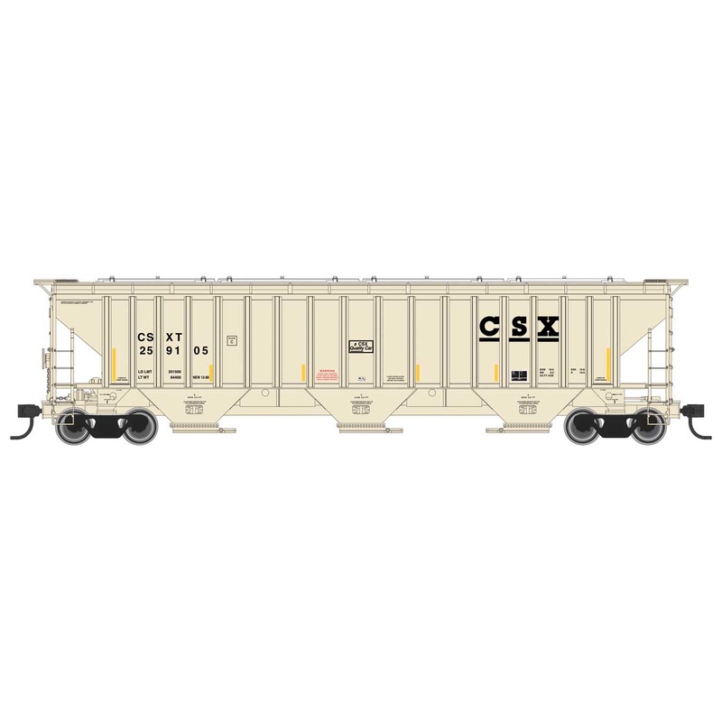 Walthers Mainline 910-49010 HO Scale 57' Trinity 4750 3-Bay Covered Hopper CSX 259389