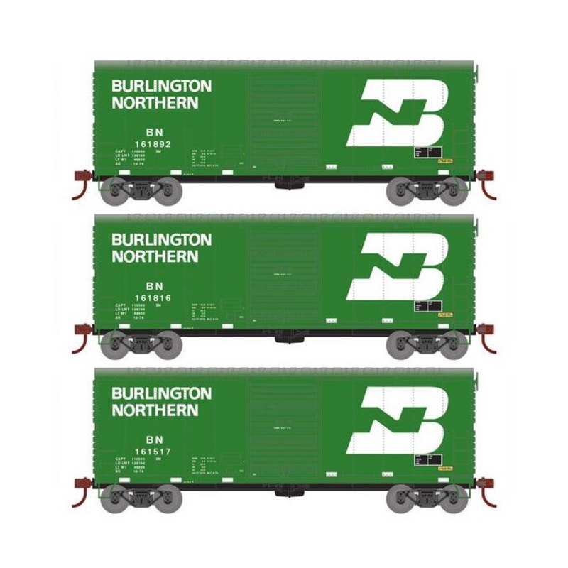 Athearn RTR 67965 HO Scale 40' Modernized Boxcar Burlington Northern BN 3 Pack