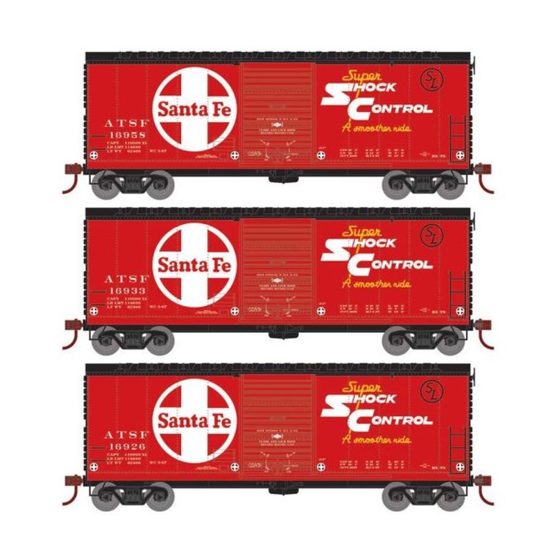 Athearn RTR 69435 HO Scale 40' Modernized Boxcar Santa Fe ATSF 3 Pack