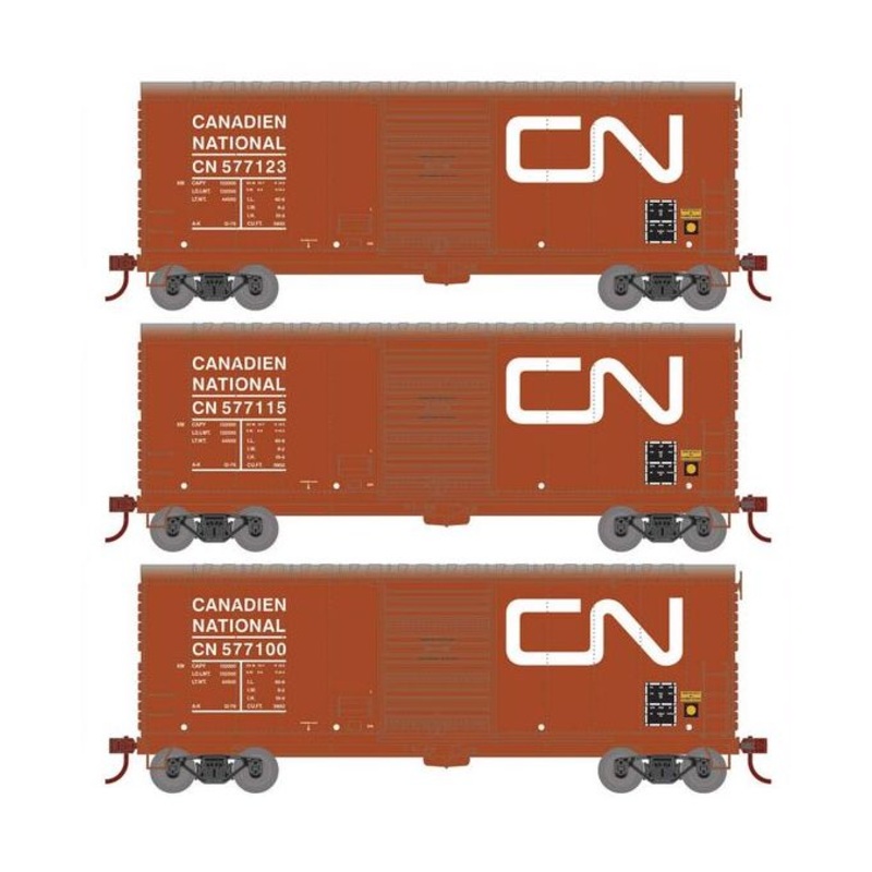 Athearn RTR 69444 HO Scale 40' Modernized Boxcar Canadian National CN 3 Pack