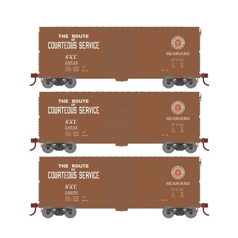 Athearn RTR 69453 HO Scale 40' Modernized Boxcar Seaboard Air Line SAL 3 Pack