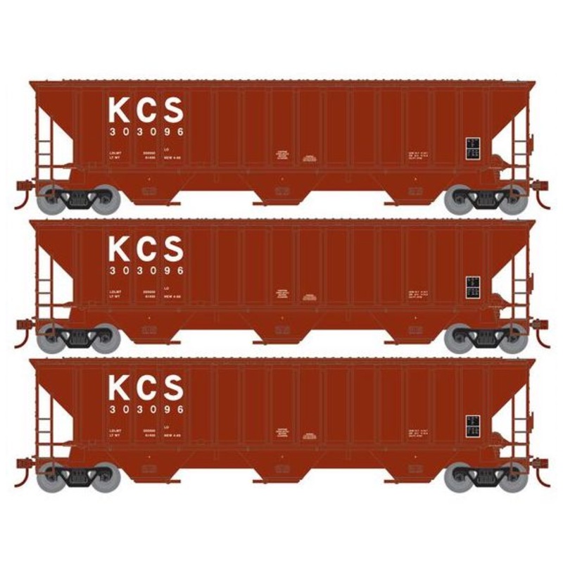 Athearn RTR 22266 HO Scale PS 4740 Covered Hopper Kansas City Southern KCS 3-Pack