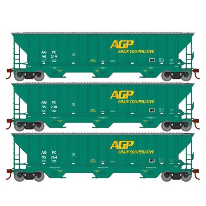 Athearn RTR 22272 HO Scale PS 4740 Covered Hopper AG Processing AGPX 3-Pack