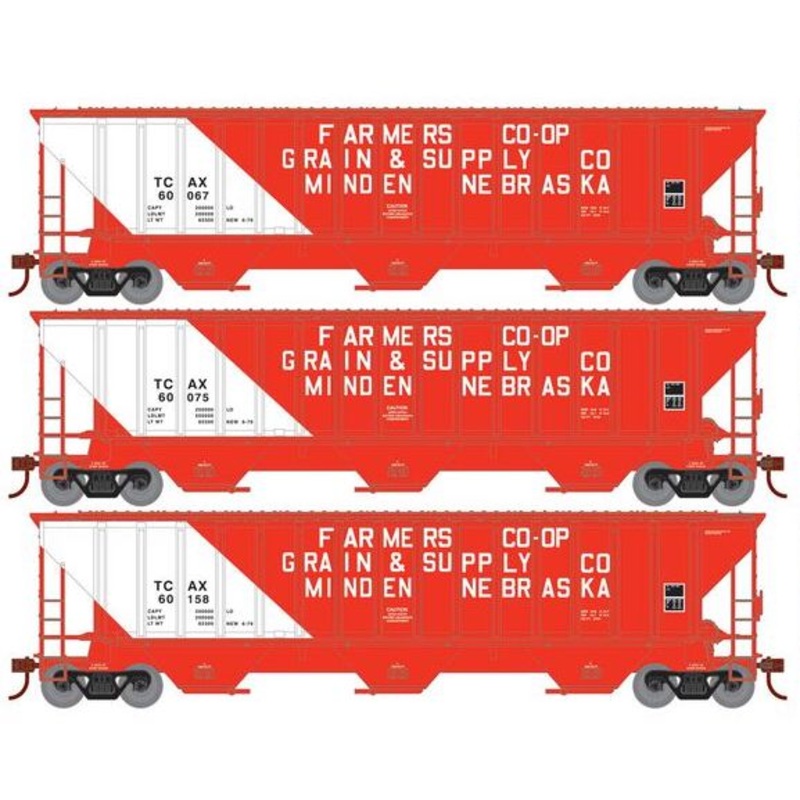 Athearn RTR 22278 HO Scale PS 4740 Covered Hopper Farmer's Co-op TCAX 3-Pack