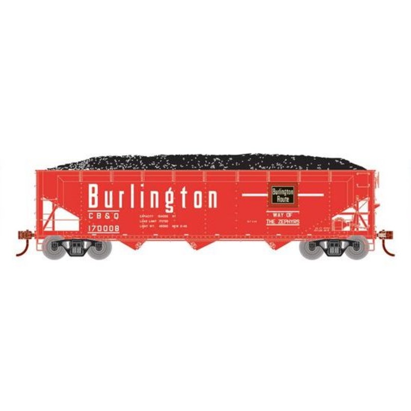 Athearn RTR 33080 HO Scale 40' Offset Coal Hopper W/Load Burlington CB&Q 170008