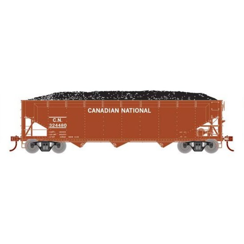 Athearn RTR 33083 HO Scale 40' Offset Coal Hopper W/Load Canadian National CN 324480