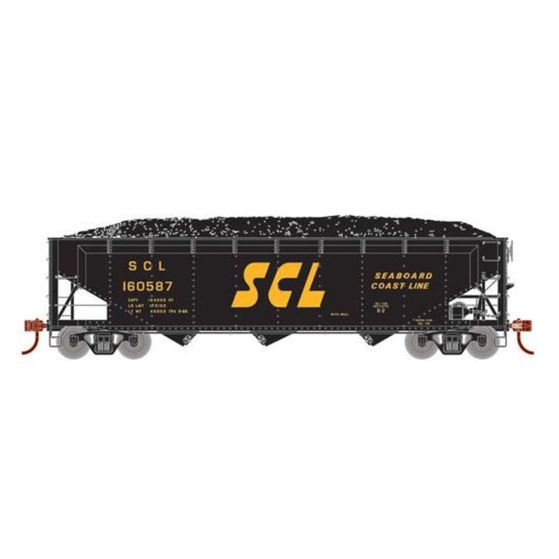 Athearn RTR 33089 HO Scale 40' Offset Coal Hopper W/Load Seaboard Coast Line SCL 160587