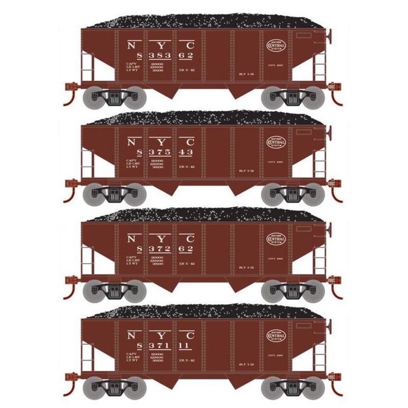 Roundhouse 50011 HO Scale 34' Ribbed Hopper w/Load New York Central NYC 4-Pack #1